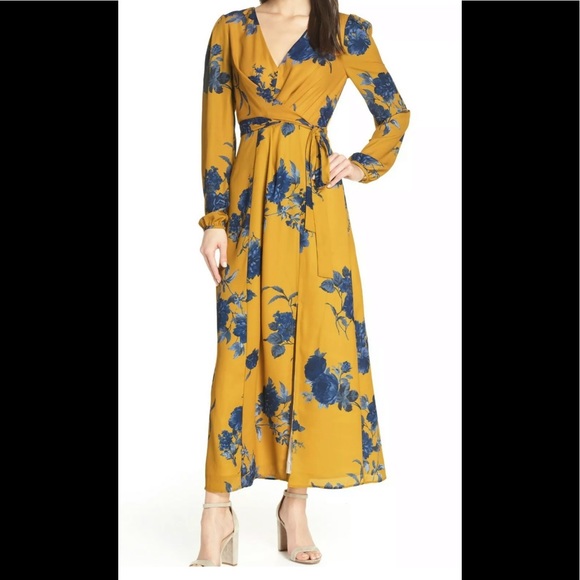 Chelsea28 Floral Print Faux Wrap Maxi Dress size S - Picture 1 of 7